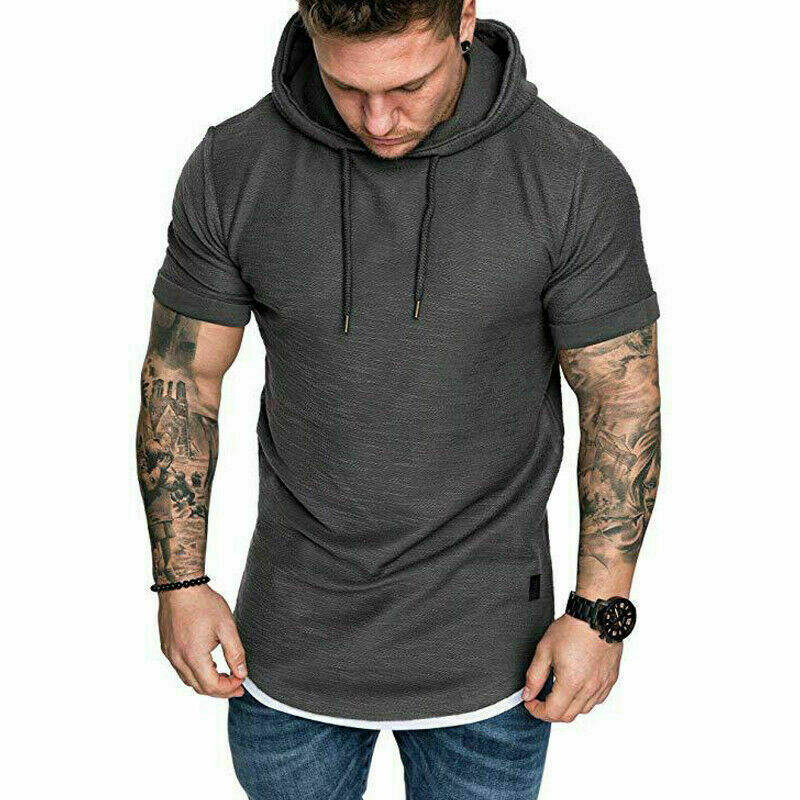 mens short sleeve hooded t shirt
